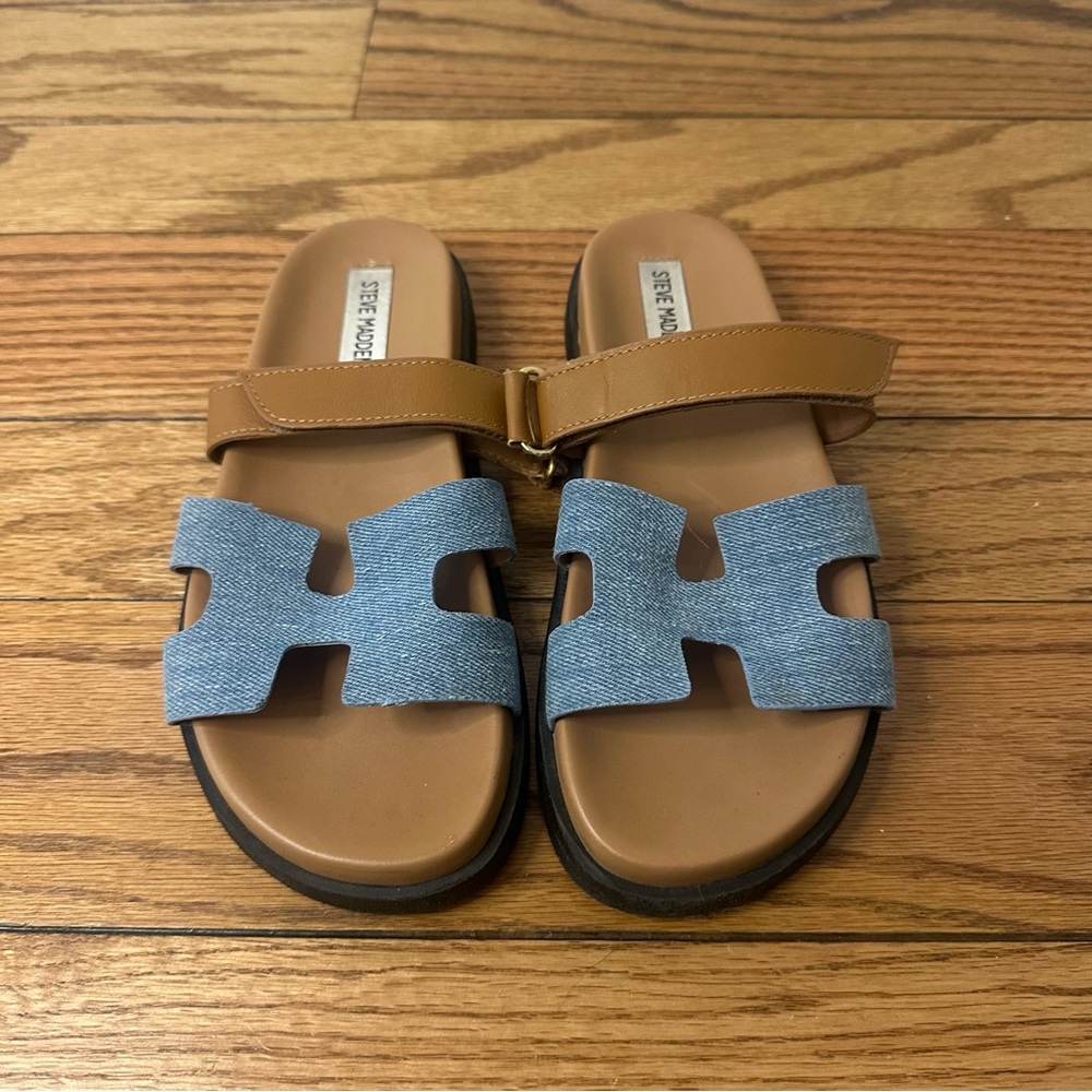 Steve Madden mayven denim slide- Size 7.5 - Picture 2 of 6